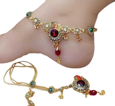 TISHNA JWELES RED MORE ALLOY ANKLETS Alloy Anklet(Pack of 2)