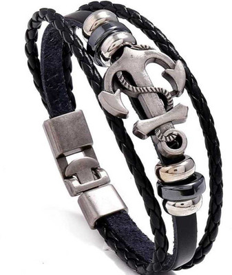 MEENAZ Stainless Steel, Metal, Steel, Alloy, Leather, Steel Silver, Black Silver, Titanium Bracelet