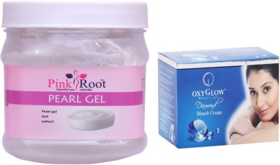 PINKROOT Pearl Gel 500gm with Oxyglow Diamond Bleach(2 Items in the set)