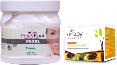 PINKROOT Pearl Cream 500gm with Oxyglow Papaya Bleach(2 Items in the set)