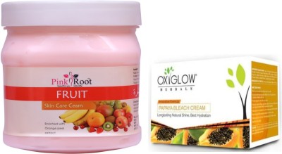 PINKROOT Fruit Cream 500gm with Oxyglow Papaya Bleach(2 Items in the set)