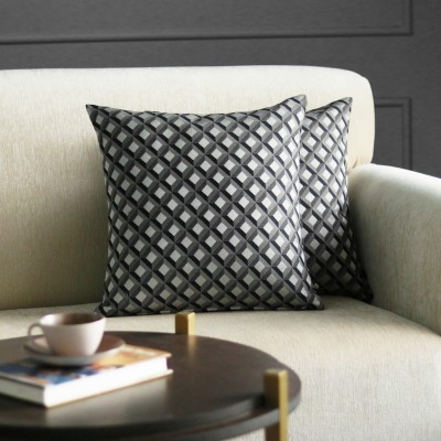 GMF Geometric Cushions & Pillows Cover(Pack of 2, 45.72 cm*45.72 cm, Black)