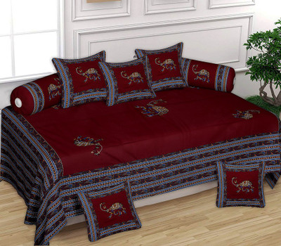 Random Rainbow Cotton Embroidered Diwan Set(Multicolor)