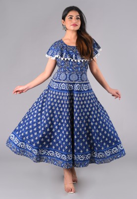 Drashti Textiles Anarkali Gown(Blue)