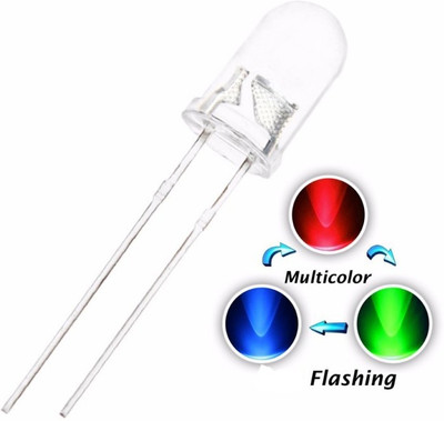 gobagee Branded 5mm RGB Super Bright Fast Flashing LED Red Green Blue, Transparent Total 100 Pieces Light Electronic Hobby Kit
