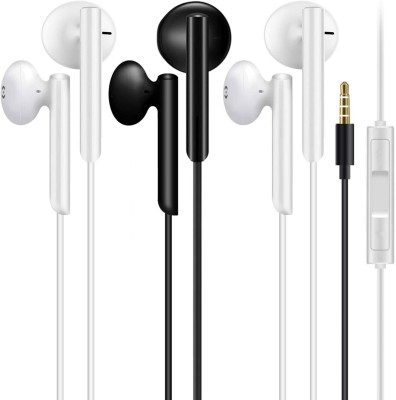 Meyaar Win Series+SP-11 Pack of 3 Headset Deep Bass Earphones with Mic Wired Headset(Black, White, In the Ear)