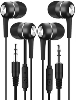 Meyaar SPN Pack of 2 Headset Made-In-India Headset Earphones with Mic Wired Headset(Black, In the Ear)