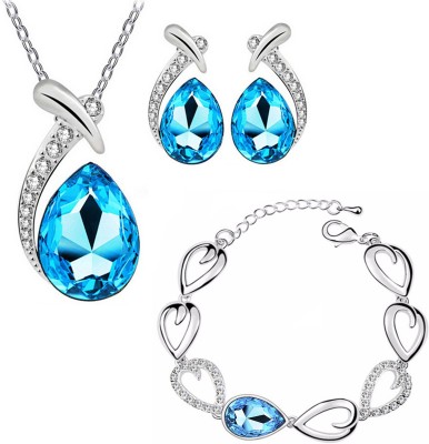 Om Jewells Alloy Rhodium Blue, Silver Jewellery Set(Pack of 1)