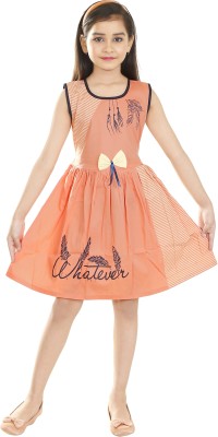 Celebrity Club Midi/Knee Length Casual Dress(Orange, Sleeveless)