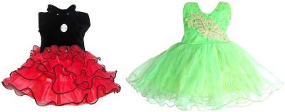 MS CREATIONS Baby Girls Midi/Knee Length Festive/Wedding Dress(Multicolor, Sleeveless)