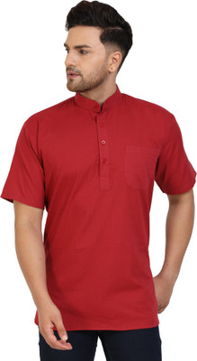 SKAVIJ Men Solid Straight Kurta(Red)