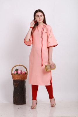 Eesha Women Solid Straight Kurta(Pink)