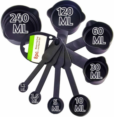 PRAXIS Measurement Measuring Cups And Spoons Set 8 Pcs Plastic Measuring Spoon Set Measuring Cup Set(20 ml)