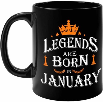 FirseBUY Legends Born In January Black Ceramic Ceramic Coffee Mug(325 ml)