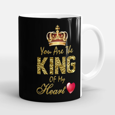 Sublikraft You Are The King Of My Heart Printed Ceramic Coffee Mug(330 ml)