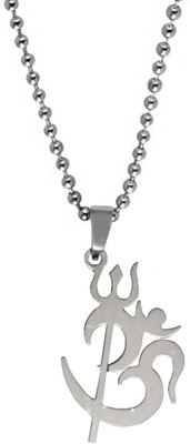 Shiv Jagdamba Religious Om Trishul Locket With Chain Sterling Silver Stainless Steel Pendant Set