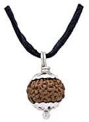 SHIVOHAM 10 Mukhi Rudraksha Made in German Silver Metal Lab Certified (Origin - Java) Hand Picked Matured Rudraksha Wood