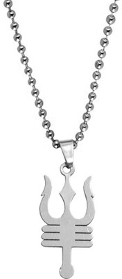 Shiv Jagdamba Religious Shiv Trishul Locket With Chain Sterling Silver Stainless Steel Pendant Set