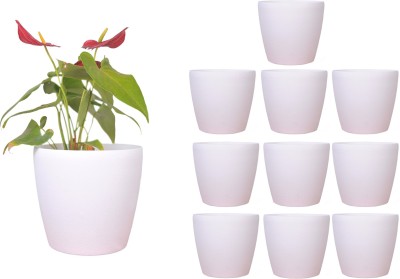 Spylark Garden Essential Plastic Indoor Planter/Plant Container/Flower Pot/Plants Nursery Seedlings Pot (Grey - 9Inch - Deco 10 Pot) Plant Container Set(Pack of 10, Plastic)