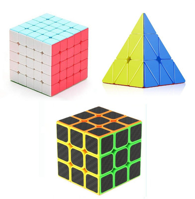vworld Cube Combo Of 5x5x5x5x5, Pyramid Triangle And 3x3 Carben Black Magic Puzzle Cube(3 Pieces)