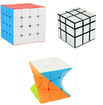 vworld Challenging High Speed Smooth Stickerless Cube Combo Of 4x4x4x4, 3x3 Silver Mirror And Twister Magic Puzzle Cube (3 Pieces)(3 Pieces)