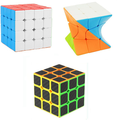 vworld Challenging High Speed Smooth Stickerless Cube Combo Of 4x4x4x4, 3x3 Twister And Carben Black Magic Puzzle Cube (3 Pieces)(3 Pieces)