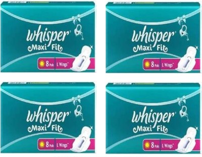 Whisper Maxi Fit L8+8+8+8 sanitary Pad Sanitary Pad(Pack of 4)