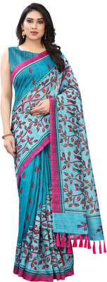 SILK ZONE Digital Print Kalamkari Cotton Blend Saree(Multicolor)