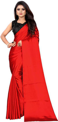 ZINLORIZ Solid/Plain Bollywood Satin Saree(Gold)