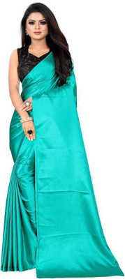 ZINLORIZ Solid/Plain Bollywood Satin Saree(Gold)
