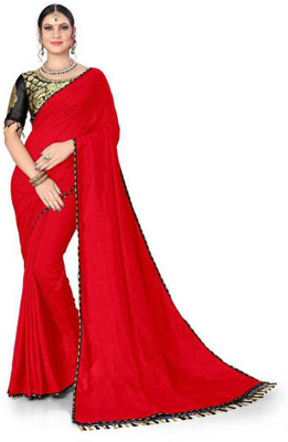 mahalaxmi fab Solid/Plain Bollywood Pure Silk Saree(Red)