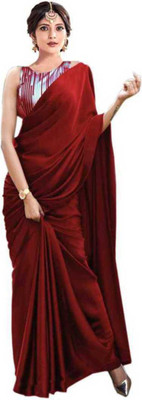 ZINLORIZ Solid/Plain Bollywood Satin Saree(Maroon)