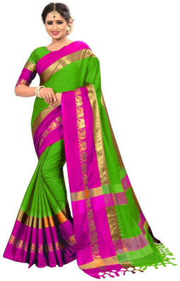 Kothari Trend Woven Bollywood Cotton Silk Saree(Green)