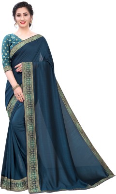 MANIKARNIKA Solid/Plain Bollywood Tussar Silk, Art Silk Saree(Blue)