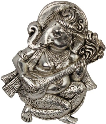 Vihaan Fashions Oxidized White Metal Lord Ganesha Sitar Idol Decorative Showpiece  -  4 cm(Metal, Silver)