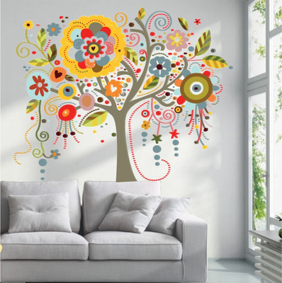 BALKRISHNA WALL STICKER 75 cm FANCY TREE Self Adhesive Sticker(Pack of 1)