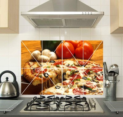 sp decals 60 cm pizza waterproof home kitchen wall sticker (pvc vinyl covering area 60cm X 91cm ) Self Adhesive Sticker(Pack of 1)