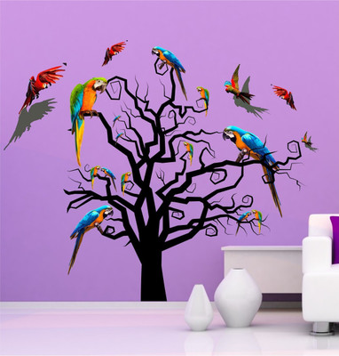 BALKRISHNA WALL STICKER 60 cm NEW HD TREE WITH BIRDS Self Adhesive Sticker(Pack of 1)
