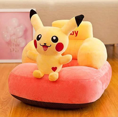 Kids wonders Imported Velvet Kids Sofa Comfortable Soft Plush Cushion Sofa Seat | PICKACHU  - 30 cm(Yellow)