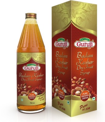 Jai Guruji Badam Kesar Dry Fruit Syrup Sharbat, Instant Refreshing Drink For Summer (Mix with milk Only) Almond(750 ml, Pack of 1)