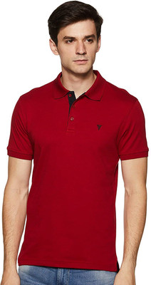 VAN HEUSEN Solid Men Polo Neck Red T-Shirt