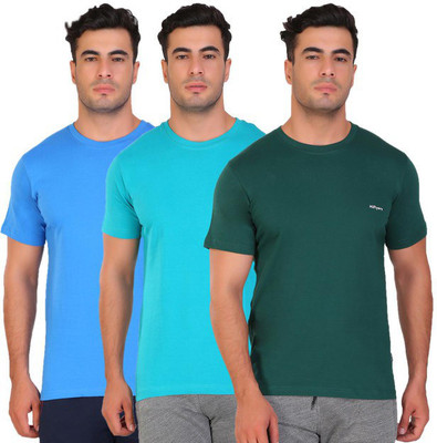 Hiflyers Solid Men Round Neck Green, Blue T-Shirt