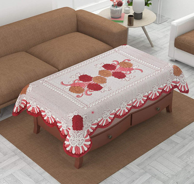 WiseHome Floral 4 Seater Table Cover(Maroon, Polyester)