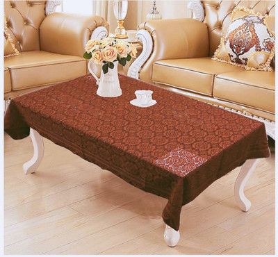 WONDERLAND Self Design 4 Seater Table Cover(Brown, Cotton)