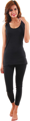 Epoxy Premium Winter Wear Sleeveless Black Women Top - Pyjama Set Thermal