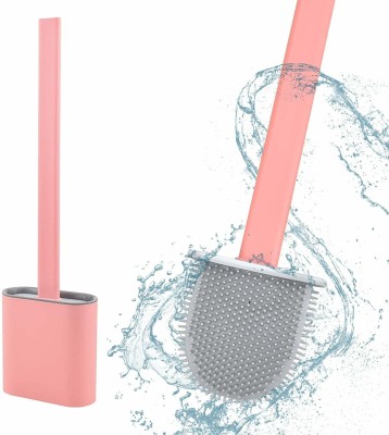 NILKART Silicone ASHMI Toilet Brush with Holder Stand , Brush for Bathroom Cleaning Silicone Brush and Holder Silicon Flex Toilet Cleaning Brush,Quick Drying Flexible Bristles Brush (Multi Color, Pack of 1) with Holder(Multicolor)