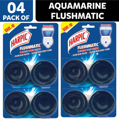 Harpic Flushmatic Twin In-Cistern Toilet Cleaner (Aquamarine) - 400 g Aquamarine Block Toilet Cleaner(4 x 100 g)