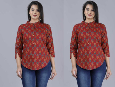 Kevat Gems Casual 3/4 Sleeve Printed Women Multicolor Top