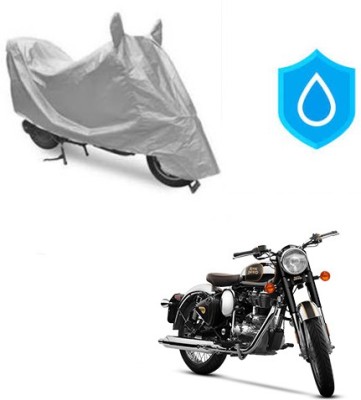 Feel heaven Waterproof Two Wheeler Cover for Royal Enfield(Classic Chrome, Silver)