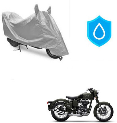 Atulit enterprises Two Wheeler Cover for Royal Enfield(Battle, Silver)